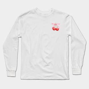 Coquette Aesthetic Girly Pink Bow Cherries Y2k Long Sleeve T-Shirt